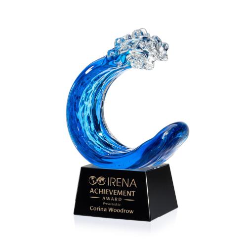 Recognition Awards - Glass Awards - Art Glass Awards - Oceana Award on Robson Base - Black