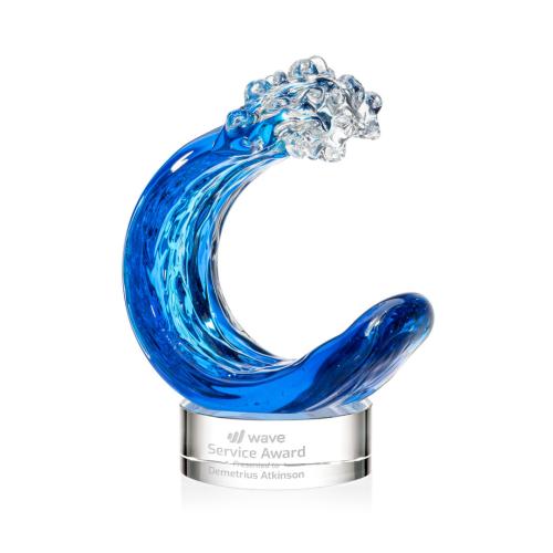 Recognition Awards - Glass Awards - Art Glass Awards - Oceana Award on Stanrich Base - Clear