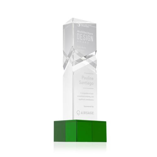 Recognition Awards - Crystal Awards - Oakham Award on Hancock Base - Green