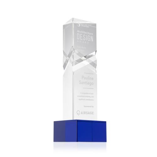 Recognition Awards - Crystal Awards - Oakham Award on Hancock Base - Blue