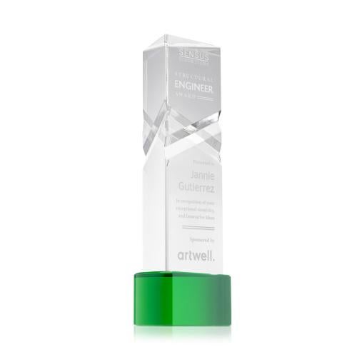 Recognition Awards - Crystal Awards - Oakham Award on Paragon Base - Green