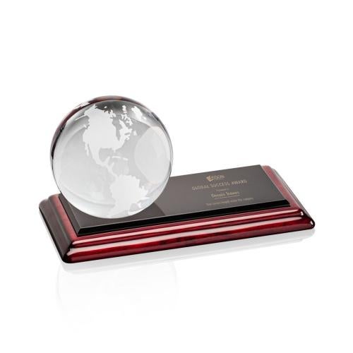 Recognition Awards - Desktop Awards - Globe Award on Rosewood Base