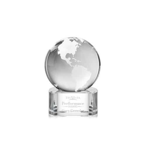 Recognition Awards - Crystal Awards - Globe Award on Paragon Base - Clear