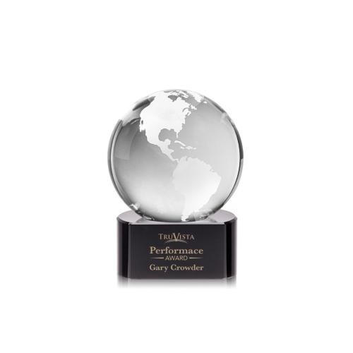 Recognition Awards - Crystal Awards - Globe Award on Paragon Base - Black