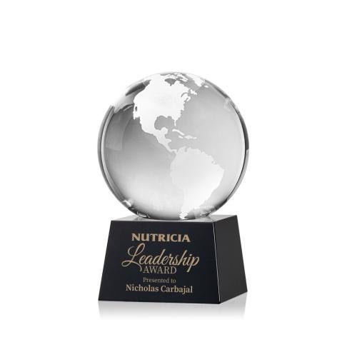 Recognition Awards - Crystal Awards - Globe Award on Robson Base - Black