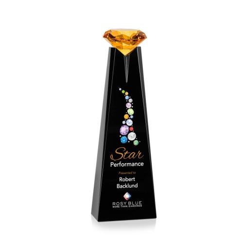 Recognition Awards - Crystal Awards - Alicia Gemstone VividPrint™ Award - Black/Amber