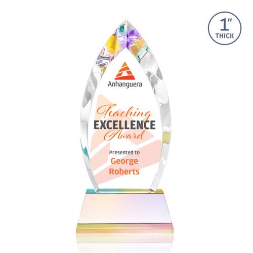 Recognition Awards - Crystal Awards - Marinello VividPrint™ Award on Base - Prismatic