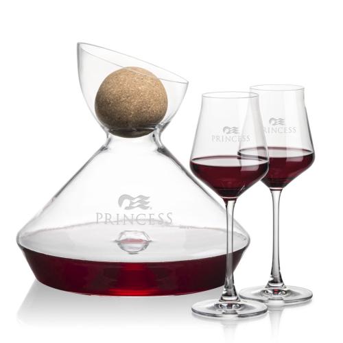 Corporate Gifts - Barware - Carafes - Woodbury Carafe w/Cork Stopper & Bretton Wine
