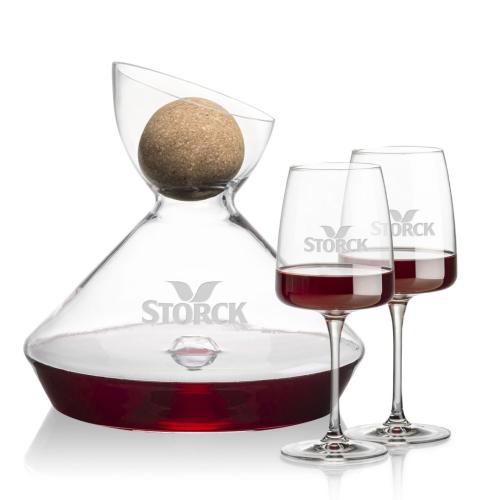 Corporate Gifts - Barware - Carafes - Woodbury Carafe w/Cork Stopper & Dunhill Wine