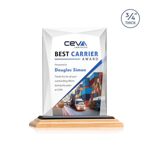 Recognition Awards - Crystal Awards - Messina VividPrint™ Award - Bamboo/Black