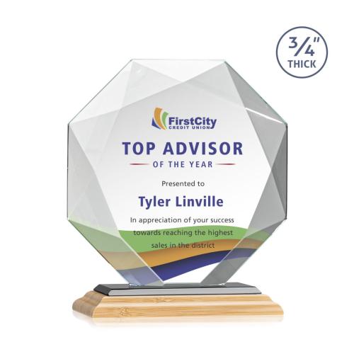 Recognition Awards - Crystal Awards - Bradford VividPrint&trade; Award - Bamboo/Black