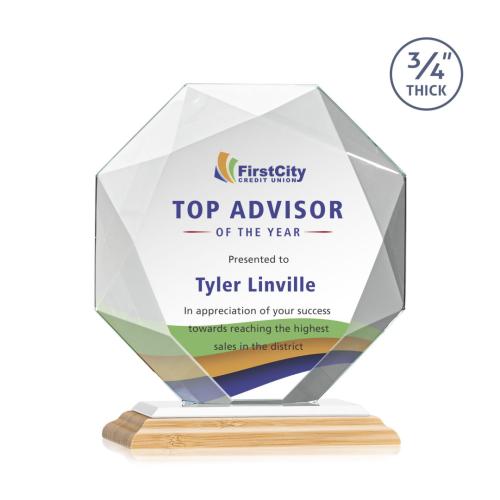 Recognition Awards - Crystal Awards - Bradford VividPrint&trade; Award - Bamboo/White