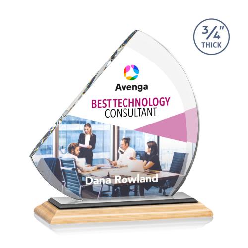 Recognition Awards - Crystal Awards - Nantucket VividPrint™ Award - Bamboo/Black