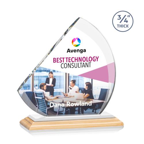 Recognition Awards - Crystal Awards - Nantucket VividPrint™ Award - Bamboo/White