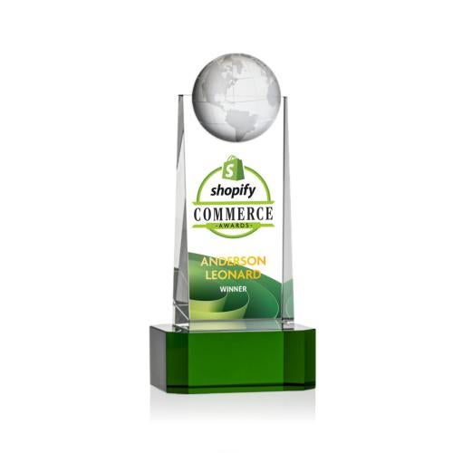 Recognition Awards - Crystal Awards - Sherbourne Globe VividPrint™ Award - Green