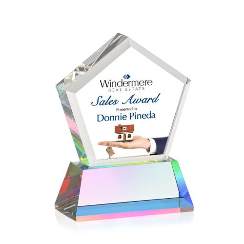 Recognition Awards - Crystal Awards - Genosee VividPrint™ Award on Base - Prismatic