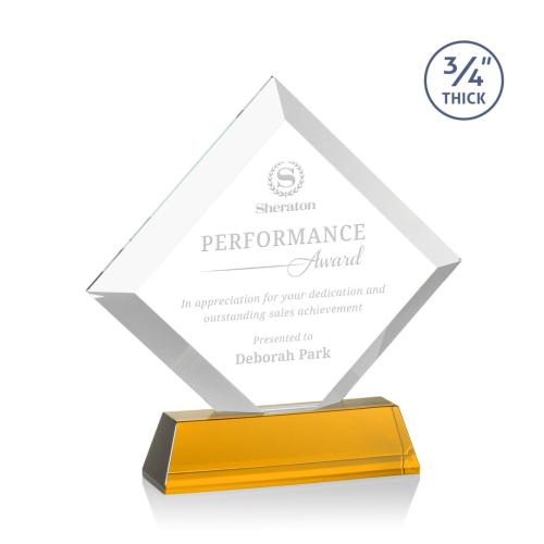 Recognition Awards - Crystal Awards - Belaire Award on Newhaven Base - Amber