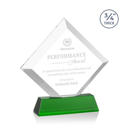 Recognition Awards - Crystal Awards - Belaire Award on Newhaven Base - Green