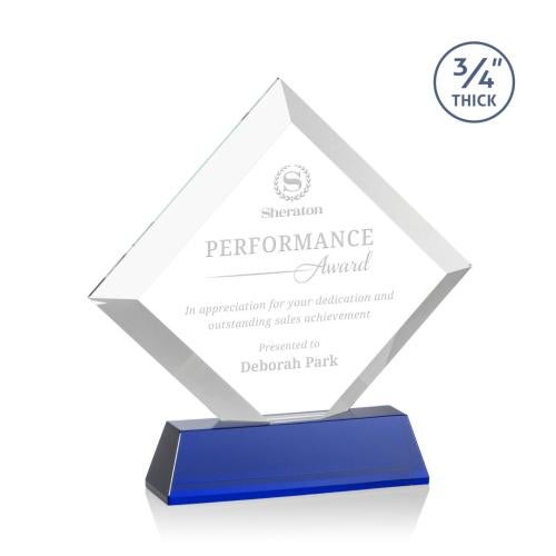 Recognition Awards - Crystal Awards - Belaire Award on Newhaven Base - Blue