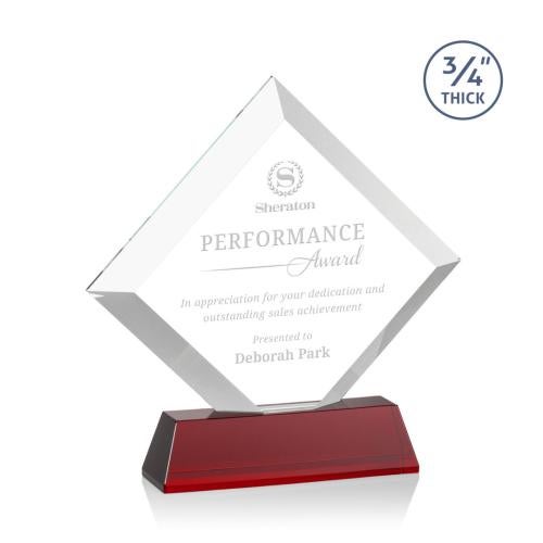 Recognition Awards - Crystal Awards - Belaire Award on Newhaven Base - Red