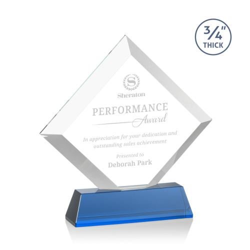 Recognition Awards - Crystal Awards - Belaire Award on Newhaven Base - Sky Blue
