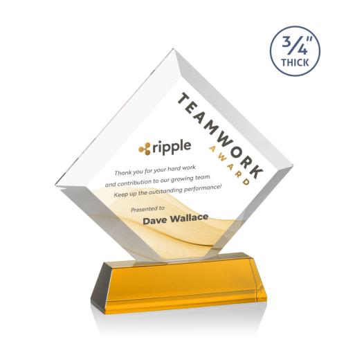 Recognition Awards - Crystal Awards - Belaire VividPrint™ Award on Newhaven Base - Amber