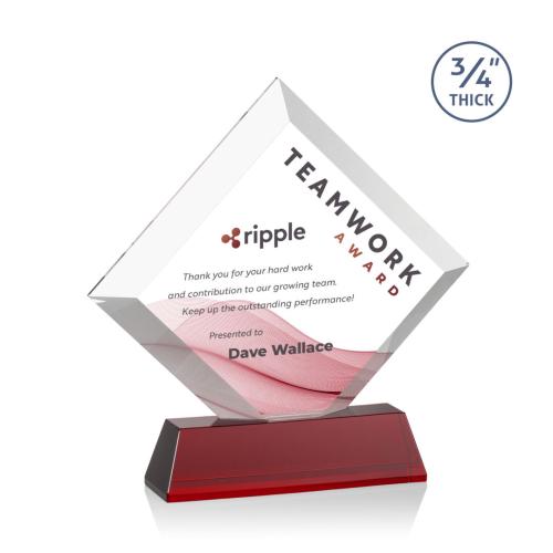 Recognition Awards - Crystal Awards - Belaire VividPrint&trade; Award on Newhaven Base - Red