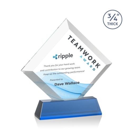 Recognition Awards - Crystal Awards - Belaire VividPrint™ Award on Newhaven Base - Sky Blue