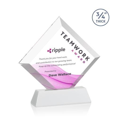 Recognition Awards - Crystal Awards - Belaire VividPrint™ Award on Newhaven Base - White