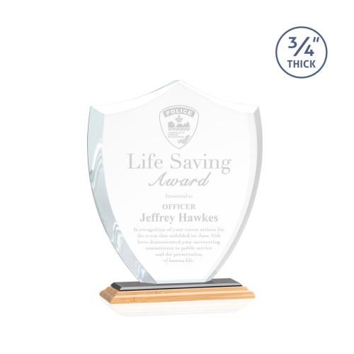Recognition Awards - Crystal Awards - Scudo Shield Award - Bamboo/Black
