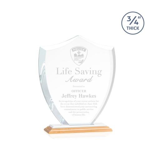 Recognition Awards - Crystal Awards - Scudo Shield Award - Bamboo/White
