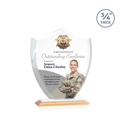 Recognition Awards - Crystal Awards - Scudo Shield VividPrint™ Award - Bamboo/White