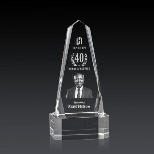 Recognition Awards - Crystal Awards - Geneva 3D Award on Base - Clear
