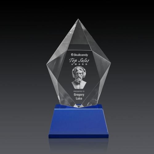 Recognition Awards - Crystal Awards - Devron 3D Award on Base - Blue