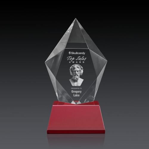 Recognition Awards - Crystal Awards - Devron 3D Award on Base - Red