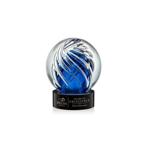 Recognition Awards - Glass Awards - Art Glass Awards - Genista Award on Stanrich Base - Black