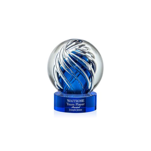 Recognition Awards - Glass Awards - Art Glass Awards - Genista Award on Stanrich Base - Blue