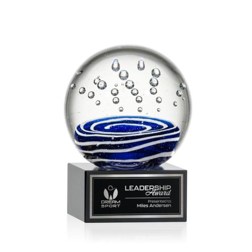 Recognition Awards - Glass Awards - Art Glass Awards - Tranquility Award on Hancock Base - Black