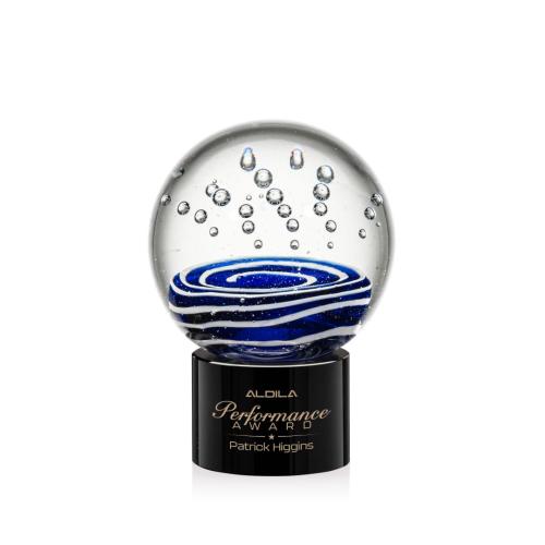 Recognition Awards - Glass Awards - Art Glass Awards - Tranquility Award on Marvel Base - Black