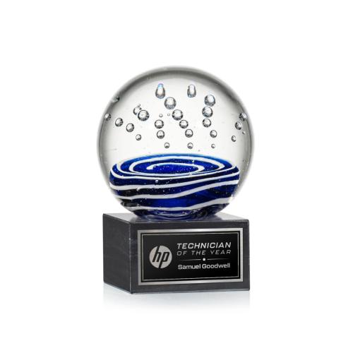 Recognition Awards - Glass Awards - Art Glass Awards - Tranquility Award on Square Marble Base