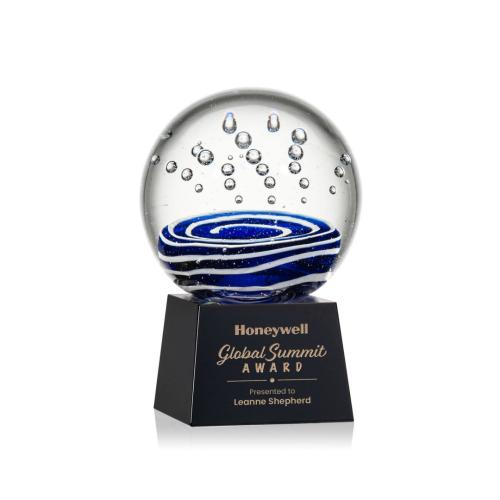 Recognition Awards - Glass Awards - Art Glass Awards - Tranquility Award on Robson Base - Black