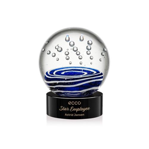 Recognition Awards - Glass Awards - Art Glass Awards - Tranquility Award on Stanrich Base - Black