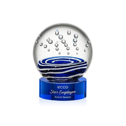 Recognition Awards - Glass Awards - Art Glass Awards - Tranquility Award on Stanrich Base - Blue