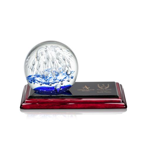 Recognition Awards - Glass Awards - Art Glass Awards - Starburst Award on Rosewood Base