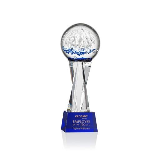 Recognition Awards - Glass Awards - Art Glass Awards - Starburst Award on Grafton Base - Blue