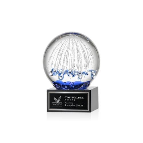 Recognition Awards - Glass Awards - Art Glass Awards - Starburst Award on Hancock Base - Black