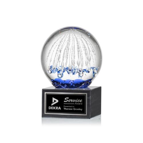 Recognition Awards - Glass Awards - Art Glass Awards - Starburst Award on Square Marble Base