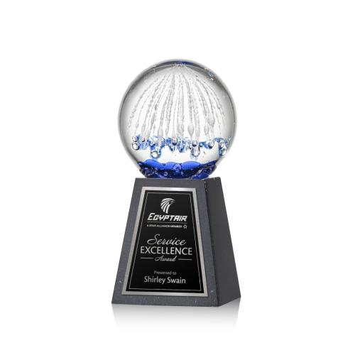 Recognition Awards - Glass Awards - Art Glass Awards - Starburst Award on Tall Marble Base