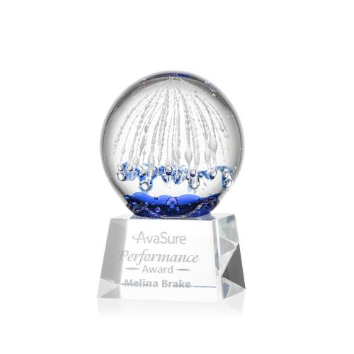 Recognition Awards - Glass Awards - Art Glass Awards - Starburst Award on Robson Base - Clear