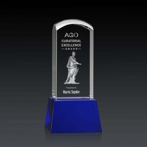 Recognition Awards - Crystal Awards - Silkwood 3D Award on Base - Blue